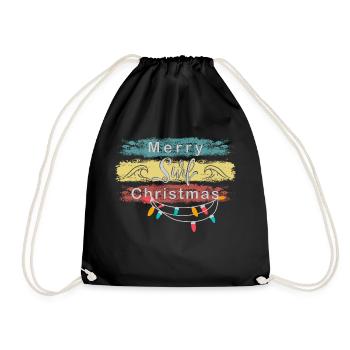 Merry Surf Christmas - Christmas Design - Drawstring Bag - black - Front