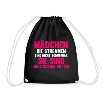 Gaming Zocken Zocker Gamer Streaming Streamer - Turnbeutel - Schwarz - Vorne