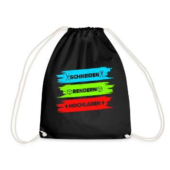 Schneiden Rendern Hochladen - Geschenk für Zocker - Turnbeutel - Schwarz - Vorne