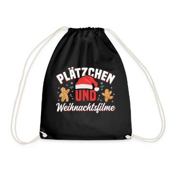 Weihnachten Plätzchen und Weihnachtsfilme - Turnbeutel - Schwarz - Vorne
