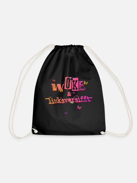 Selbstironie: WOKE & linksversifft - Turnbeutel - Schwarz
