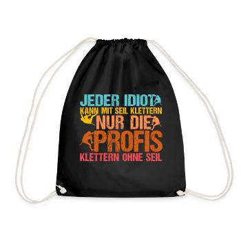 Bouldern Boulderer Jeder kann mit Seil klettern - Turnbeutel - Schwarz - Vorne