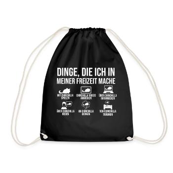 Dinge die ich in meiner Freizeit mache Mit Chinchi - Turnbeutel - Schwarz - Vorne
