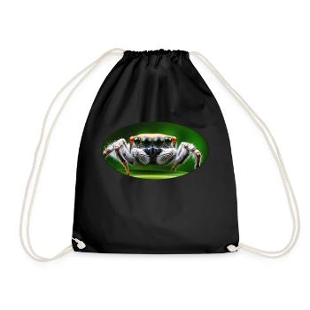 Jumping Spider - Cute jumping spider with big eyes1 - Drawstring Bag - black - Front