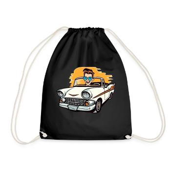 Clément in a convertible - Drawstring Bag - black - Front