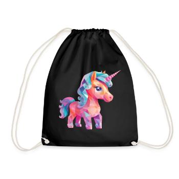 Unicorn Modern Polygon Design - Turnbeutel - Schwarz - Vorne