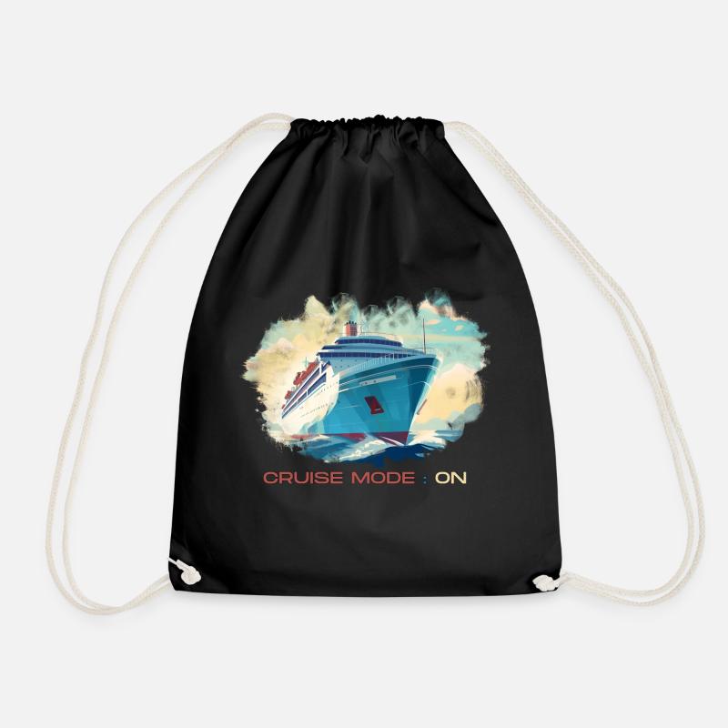 Cruise mode enabled. A stylish pattern for holidays. - Drawstring Bag - black