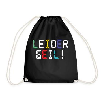 stylisches T-Shirt mit Spruch "Leider Geil!" - Turnbeutel - Schwarz - Vorne