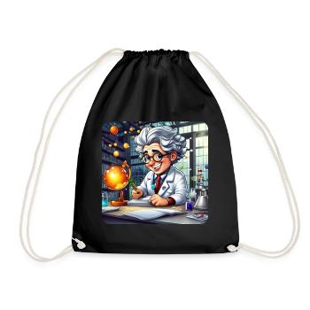 Cute professor with white hair and glasses - Drawstring Bag - black - Front