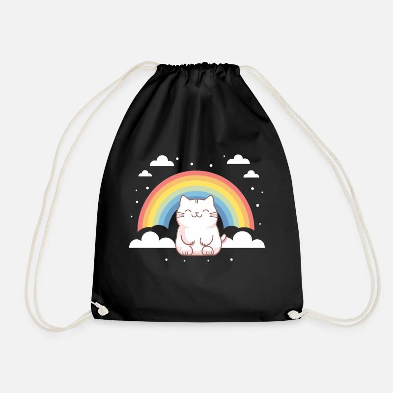 Happiest Cat - Drawstring Bag - black