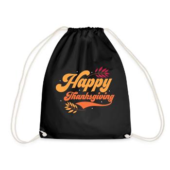 Happy Thanksgiving Turkey Day Fall Family - Drawstring Bag - black - Front