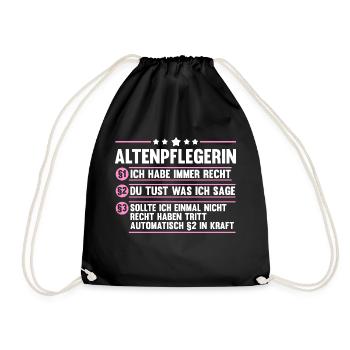 Pflege Pflegekraft AltenPflegerinin - Turnbeutel - Schwarz - Vorne