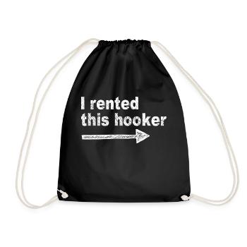 Offensive I Rented This Funny Adult Humor Saying - Drawstring Bag - black - Front