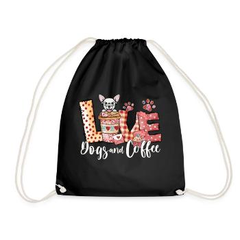 Chihauhau Dog Coffee Lover Valentines Day - Drawstring Bag - black - Front
