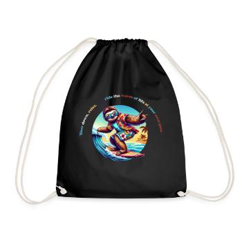 Slow Down Sloth Surf - Faultier Surf T-Shirt - Sac de sport léger - noir - Devant