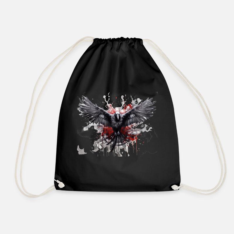 Raven - Drawstring Bag - black