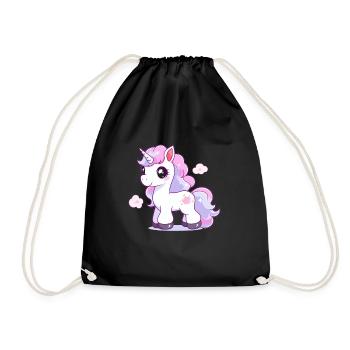 Hübsches Einhorn - Turnbeutel - Schwarz - Vorne
