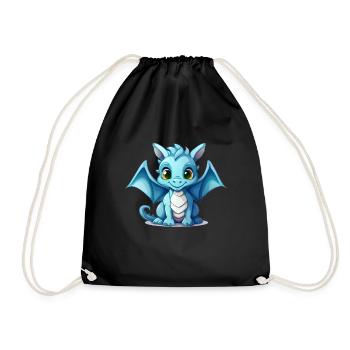 Kleiner blauer Drache - Turnbeutel - Schwarz - Vorne