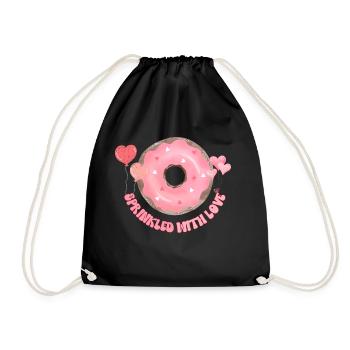 Toddler Sweetheart Donut - Valentine's Day Love - Drawstring Bag - black - Front