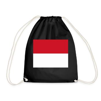 Flagge von Monaco / Drapeau Monaco - Turnbeutel - Schwarz - Vorne