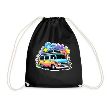 Camper Wohnmobil Campen - Turnbeutel - Schwarz - Vorne