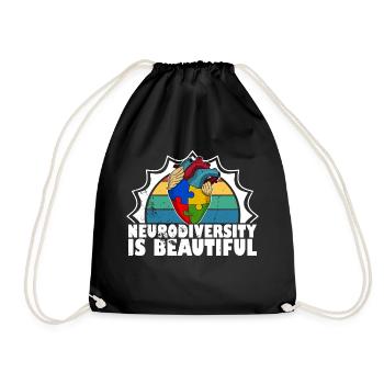 Neurodiversity is beautiful Autismus-Puzzleteil - Turnbeutel - Schwarz - Vorne