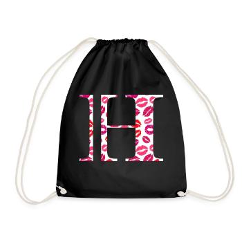 Letter h kisses - Drawstring Bag - black - Front