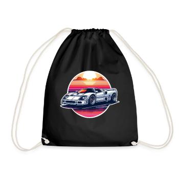 voiture vintage couché de soleil - Sac de sport léger - noir - Devant