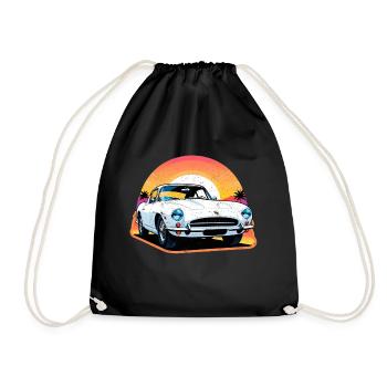 voiture vintage couché de soleil - Sac de sport léger - noir - Devant