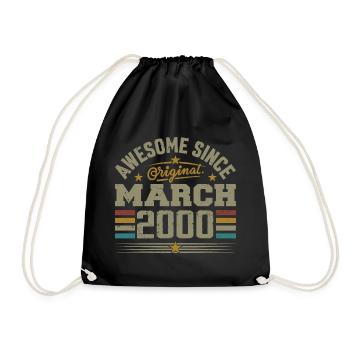 March 2000 Birthday Vintage 2000 Gift Idea - Drawstring Bag - black - Front