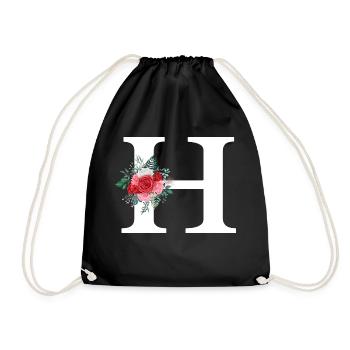 Lettre h floral rouge - Sac de sport léger - noir - Devant