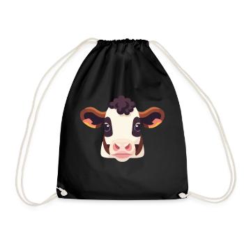 Cow Head Dairy Cow - Drawstring Bag - black - Front