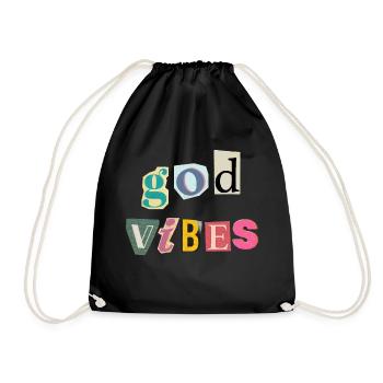 "God Vibes T-Shirt - Positive gifts Designs” - Drawstring Bag - black - Front