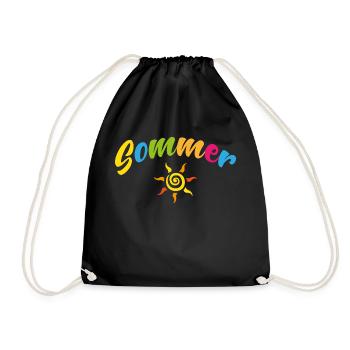 Lustige Sprüche - Sommer, Sonne, Strand, und Meer - Turnbeutel - Schwarz - Vorne