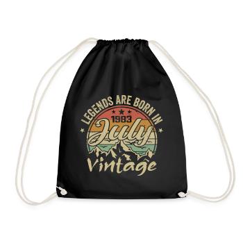 Vintage July 1983 Birthday July 1983 - Drawstring Bag - black - Front