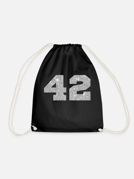 Nummer 42 Silberglitter - 42. Jahrestag - Turnbeutel - Schwarz