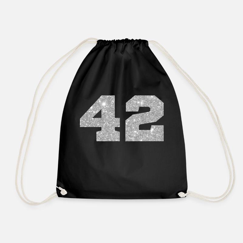 Nummer 42 Silberglitter - 42. Jahrestag - Turnbeutel - Schwarz