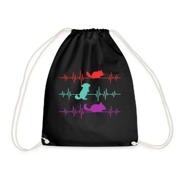 Heartbeat Chinchilla - Rodent Lover - Drawstring Bag - black - Front