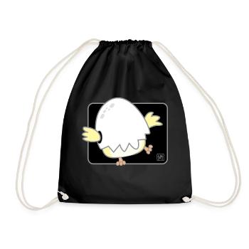 Bird Korean - Japanese Style 01 - Drawstring Bag - black - Front
