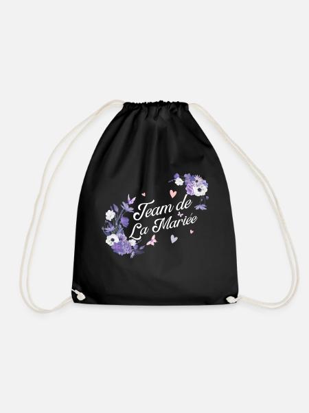 Lila Blumen Braut Team - Turnbeutel - Schwarz