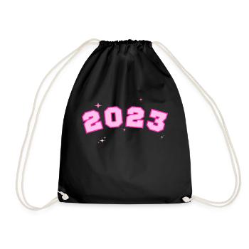 2023 Stern Rosa - Turnbeutel - Schwarz - Vorne