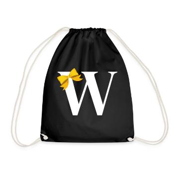 Letter w yellow bow - Drawstring Bag - black - Front
