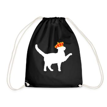 King Cat Royale Crown Queen King Silhouette - Drawstring Bag - black - Front