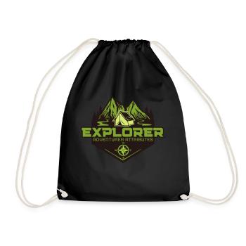 explore - Drawstring Bag - black - Front