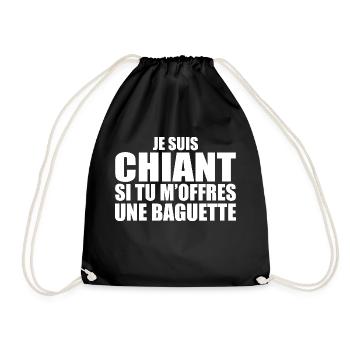 Mann, der anbetet: Baguette. Lustiger Design-Humor - Turnbeutel - Schwarz - Vorne