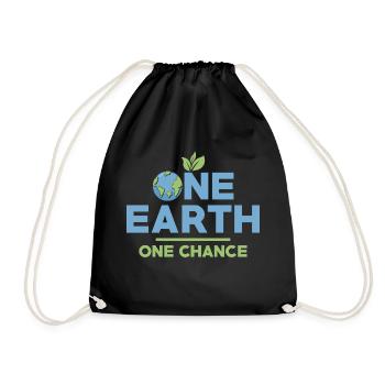 One Earth One Chance Planet Environmental Earth Da - Drawstring Bag - black - Front