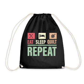Eat Sleep Quilt Repeat Quilter Quilting Sewing - Drawstring Bag - black - Front