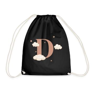 Letter d clouds stars - Drawstring Bag - black - Front