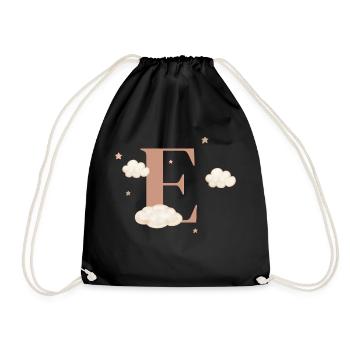 Lettre e nuages étoiles - Sac de sport léger - noir - Devant