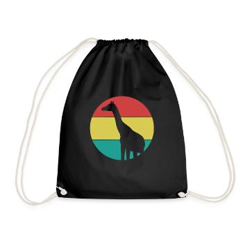 Giraffe in a colored circle - Drawstring Bag - black - Front
